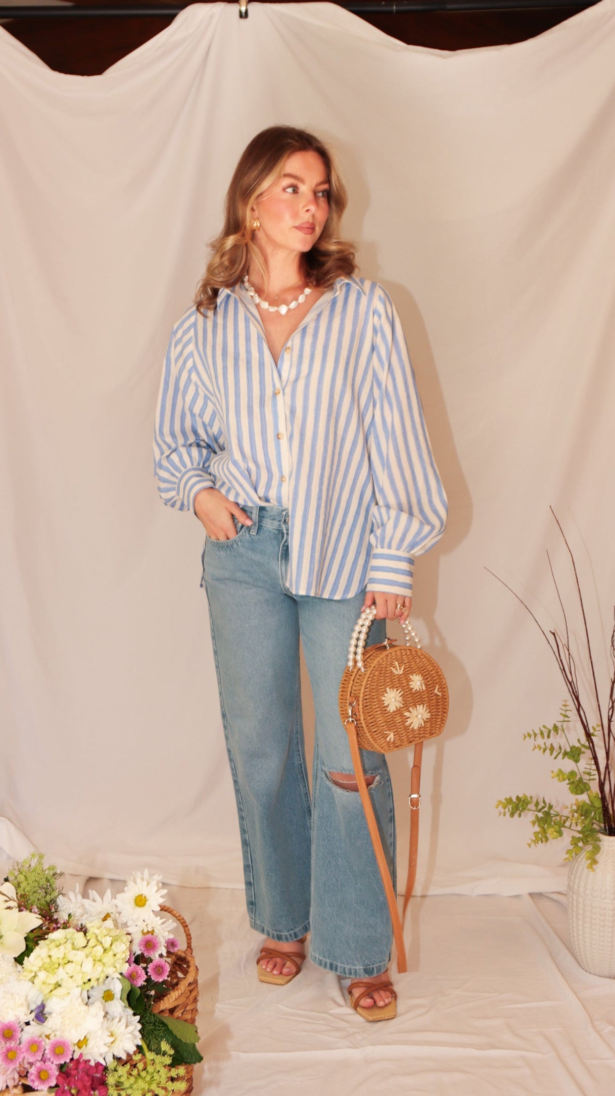 Riley Mid Rise Wide Leg Jeans