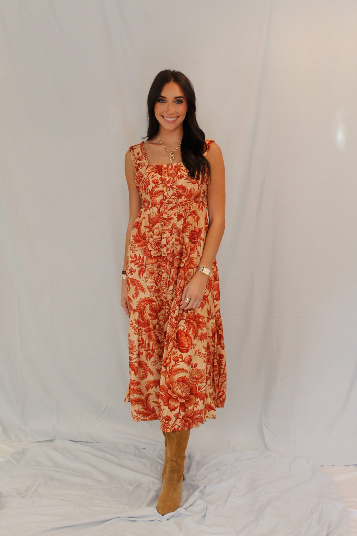 Isla Red Floral Dress