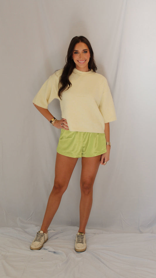 Claire Silky Shorts -- Lime