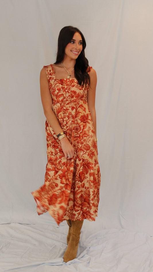 Isla Red Floral Dress